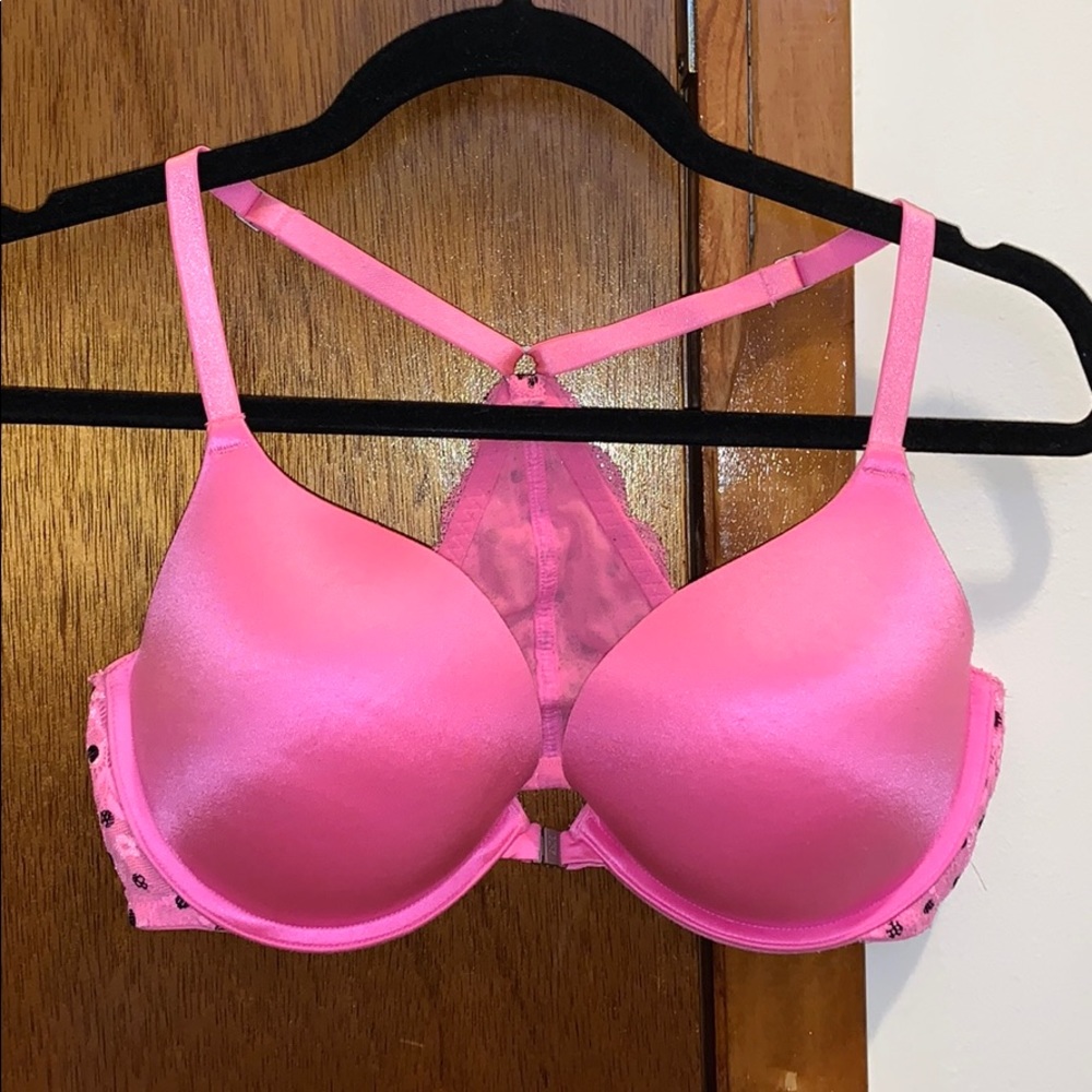 Hot pink racerback push up bra